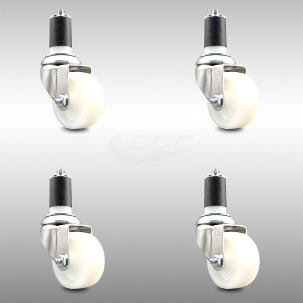Service Caster 3 Inch 316SS Nylon Wheel Swivel 1-1/2 Inch Expanding Stem Caster Set SCC SCC-SS316EX20S314-NYS-112-4 - main